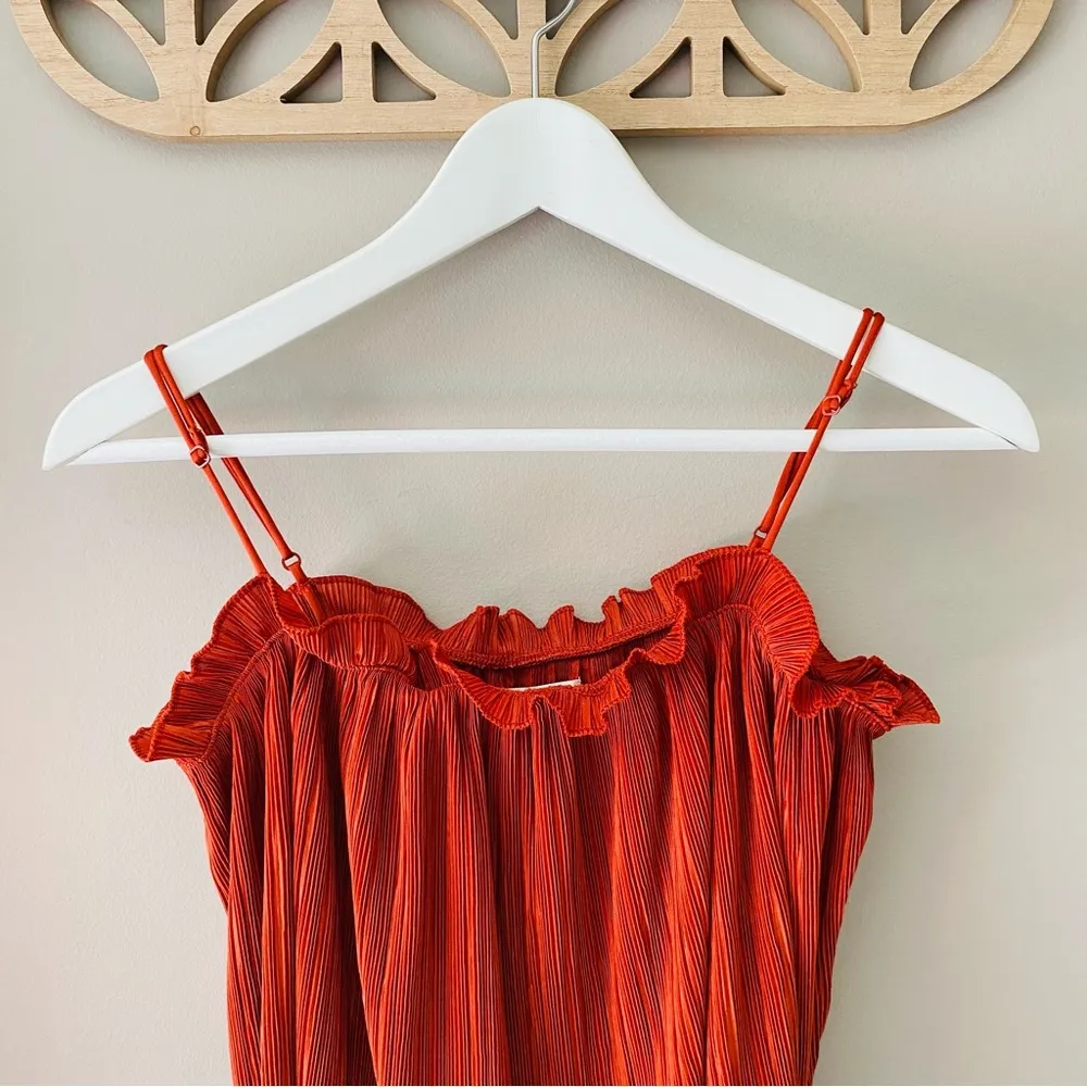 Madewell Nicole Pleated Ruffle Tank Rust Sz Small - Image 8