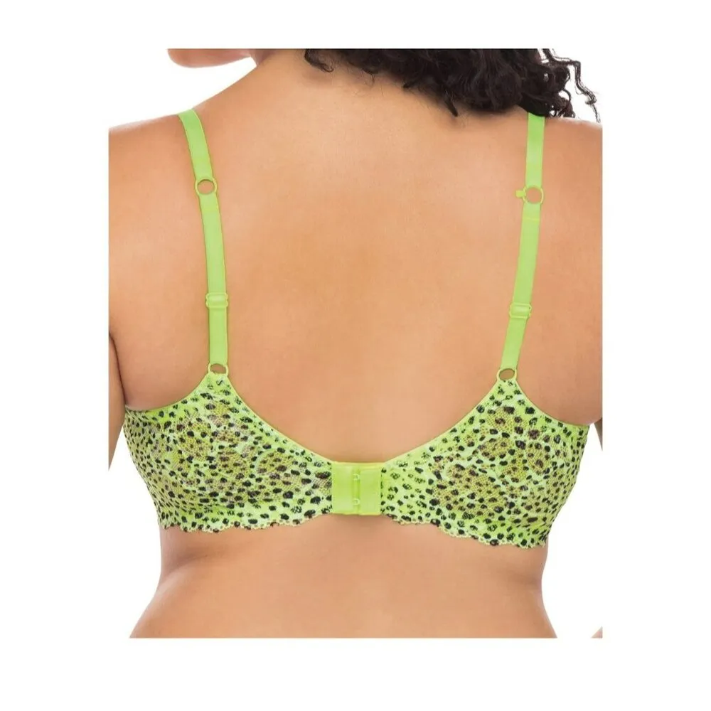 NWT No Boundaries Juniors' Ladies Neon Green leopard Print T-Shirt Bra SZ 32B - Image 2