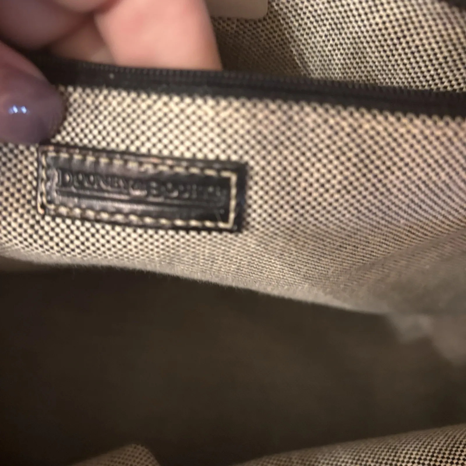 Dooney & Bourke DB Monogram Canvas Satchel Purse Black Leather With Wristlet - Image 7