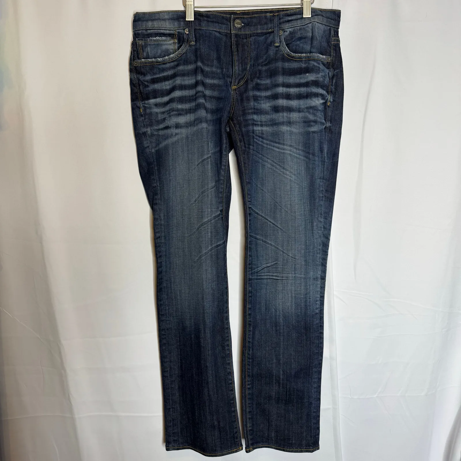 Driftwood Premium Straight Leg Jeans Women’s Size 31 Dark Wash Stretch Denim - Image 2