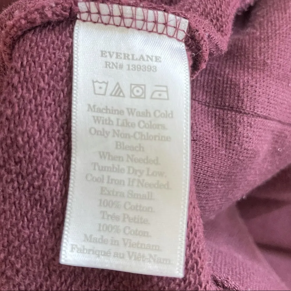 Everlane Pullover Burgundy Hoodie Size Extra Small - Image 4