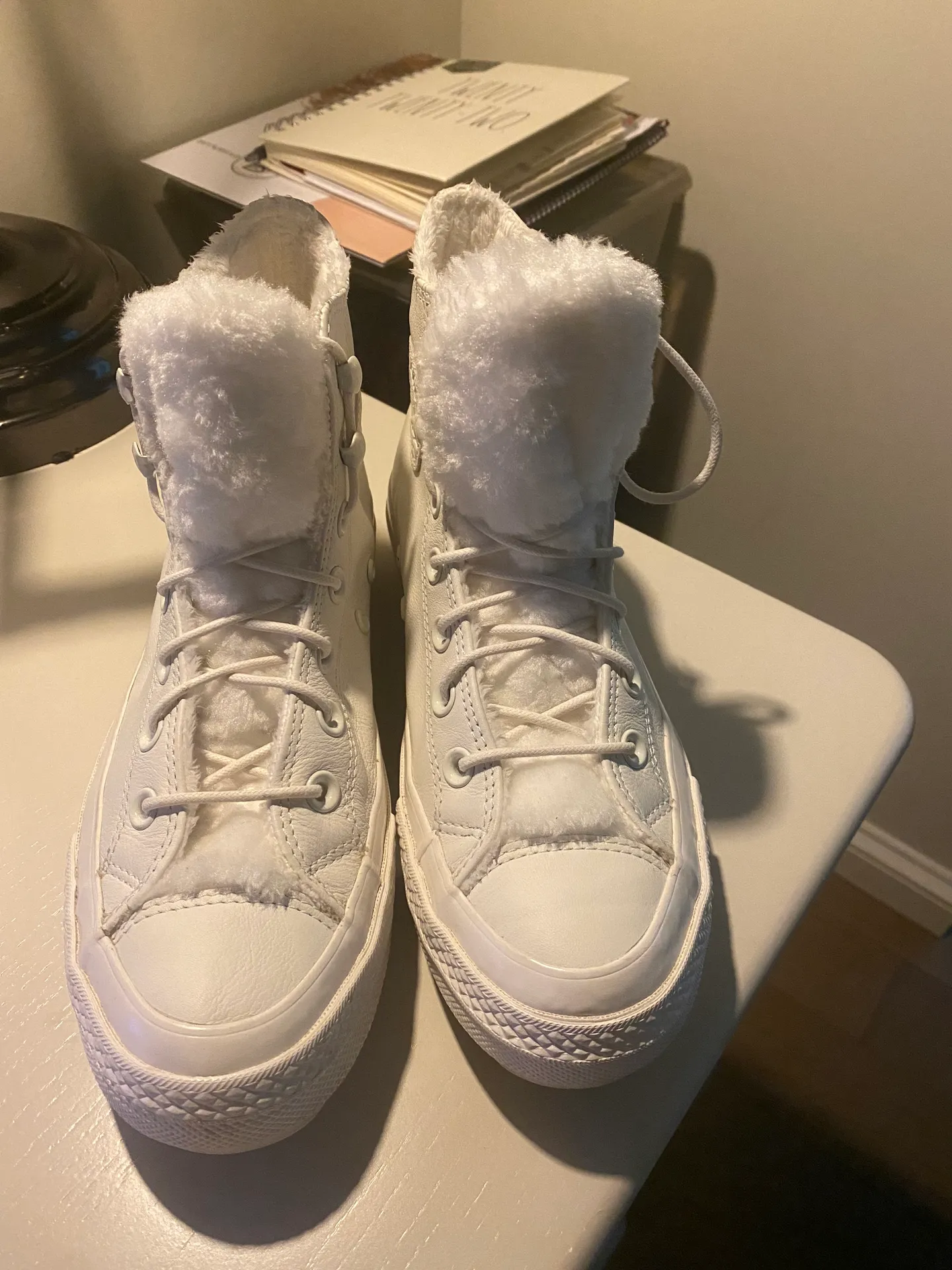 Converse Winter White Leather & Fleece Platform - Image 3