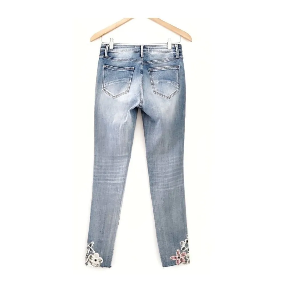 Driftwood  JACKIE HIGH RISE FLORAL EMBROIDERED TRIM JEANS SIZE 25 - Image 4