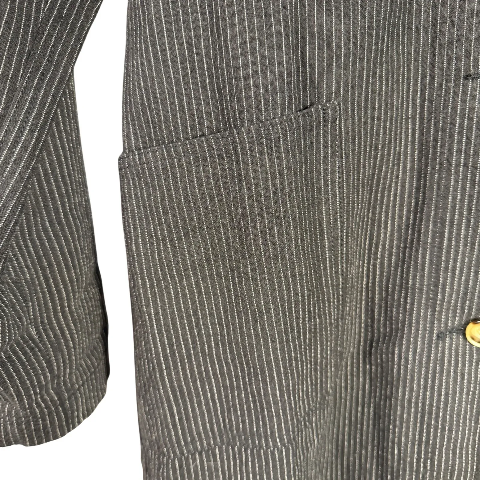 Grade & Gather  Pinstripe Lightweight Jacket Tunic Womens S Longline Button Front - Image 4