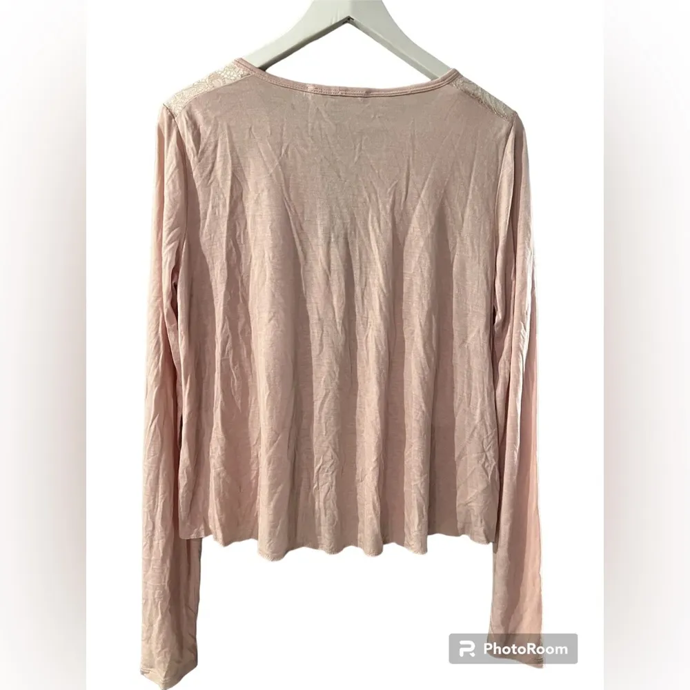 NWT BCBG Lace Insert Top Shirt Blouse Bare Nude Sz Med Long Sleeve Retail $130 - Image 3