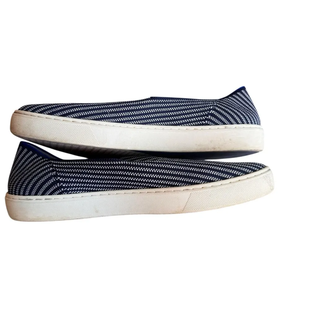 Rothy’s - The Original Slip-On Sneaker Women’s Navy Blue White Pinstripe Sz 11 - Image 7