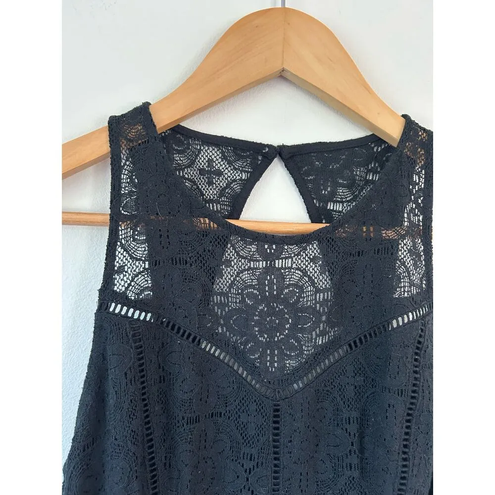 Abercrombie & Fitch womens dress black size S lace top knee length flowy - Image 2