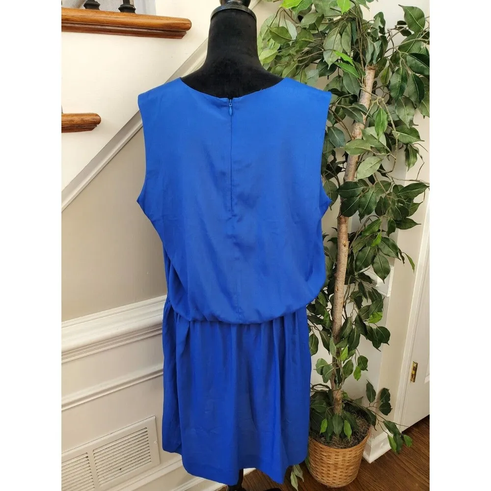 Joe Fresh Women's Blue 100% Polyester Sleeveless Round Neck Knee Length Dress XL - Image 7