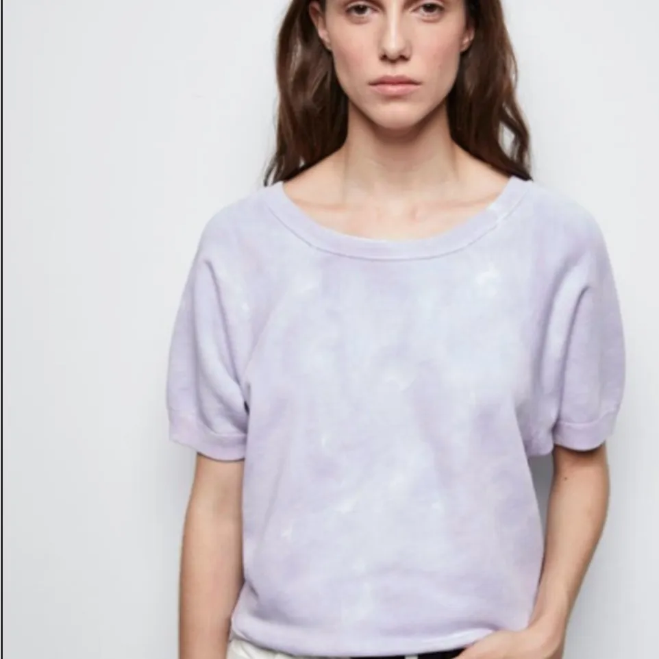 Nili Lotan Ciara Sweatshirt in Light Lavendar Tie Dye Size Medium Purple - Image 3