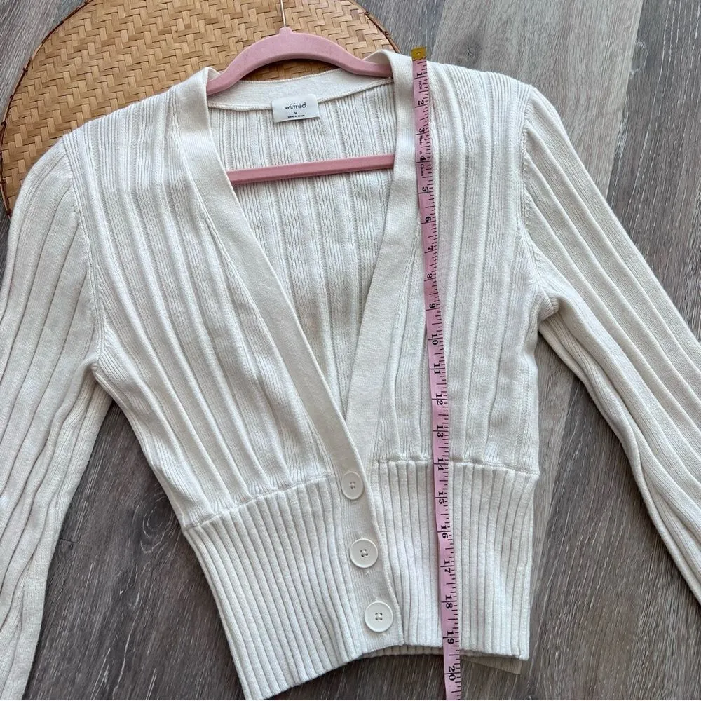 Aritzia‎ Wilfred Thais plunge front cardigan sweater ribbed knit women’s size M - Image 5