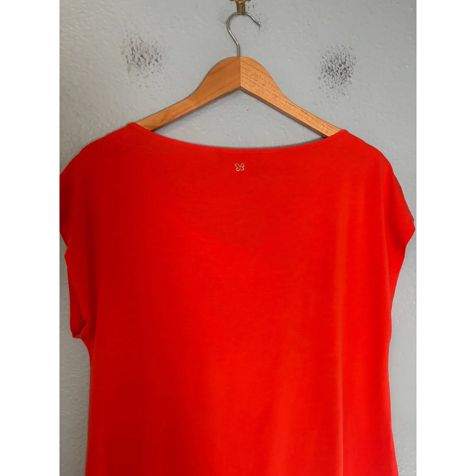 Weekend Max Mara Women's Red Cowlneck Cap Sleeve Jersey Blouse Size XL - Image 8