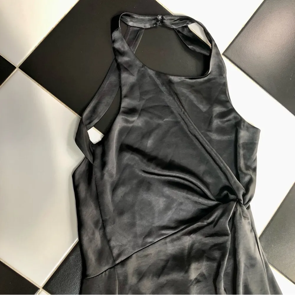 For Love & Lemons Taliah Maxi Dress Front Slit Cut Outs in Black Satin Sexy sz L - Image 7