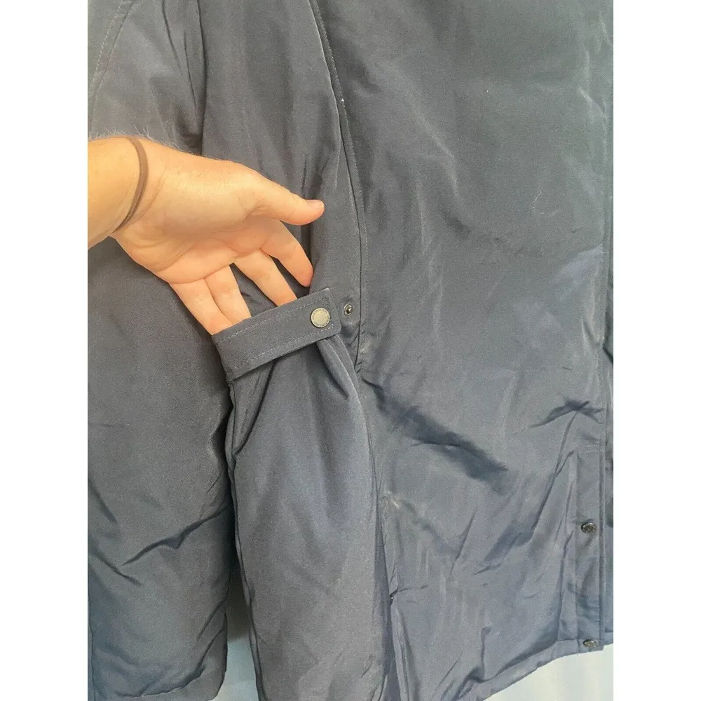 Sam Edelman Parka Jacket Womens XL Blue Faux Fur Trim Hoodie Full Zip B83 - Image 6