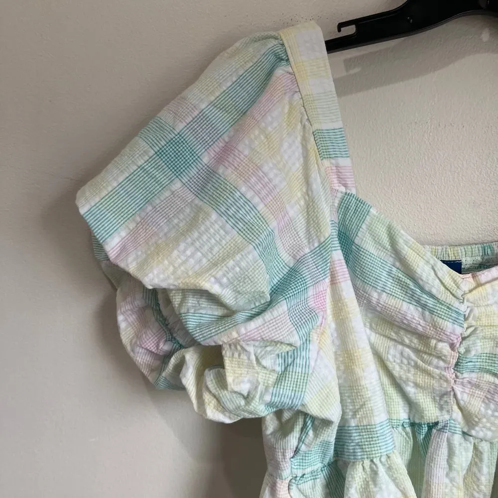 Old Navy Pastel Plaid Puff Sleeve Top Size XL - Image 10