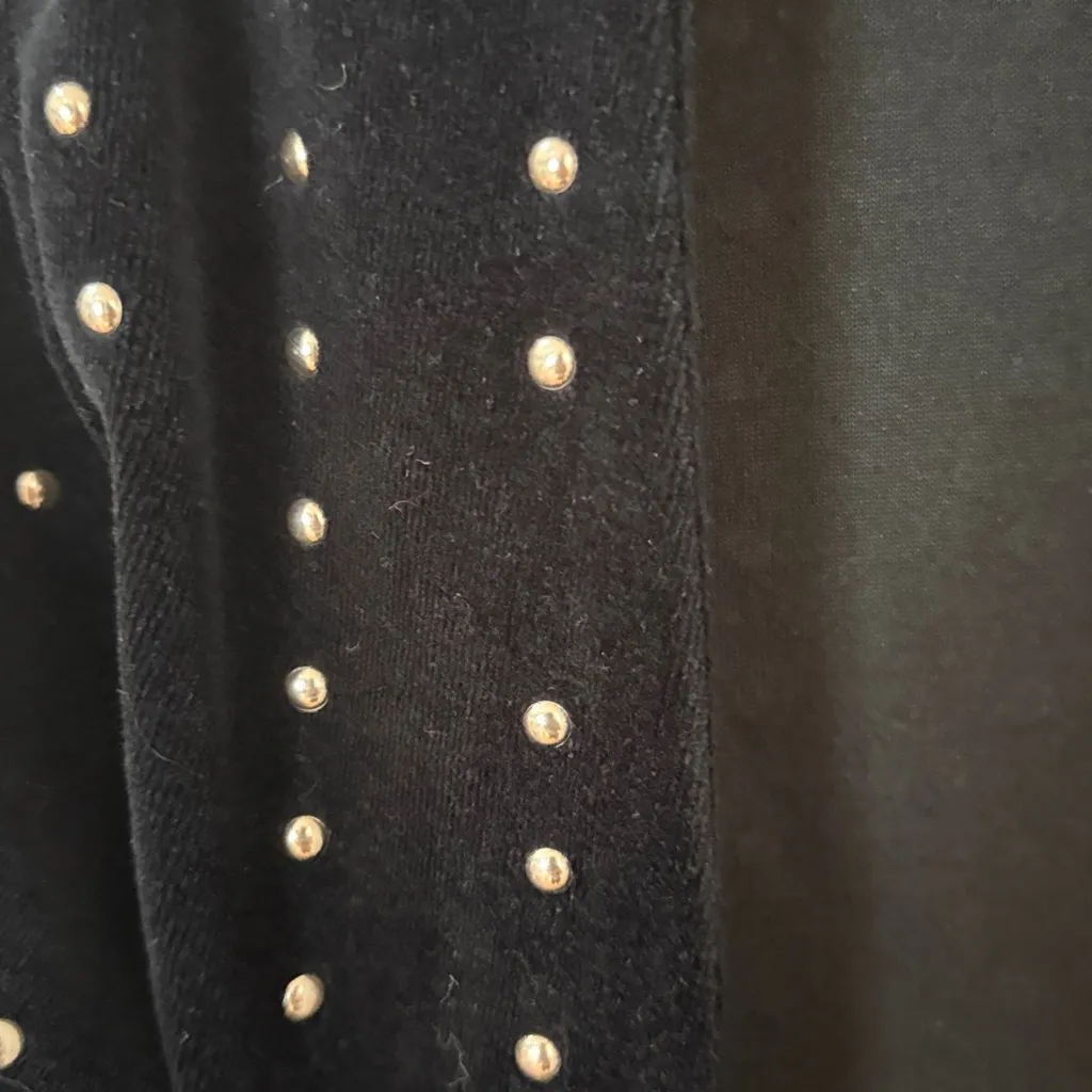 Zara Black Open Front blazer gold studs size small velour - Image 3