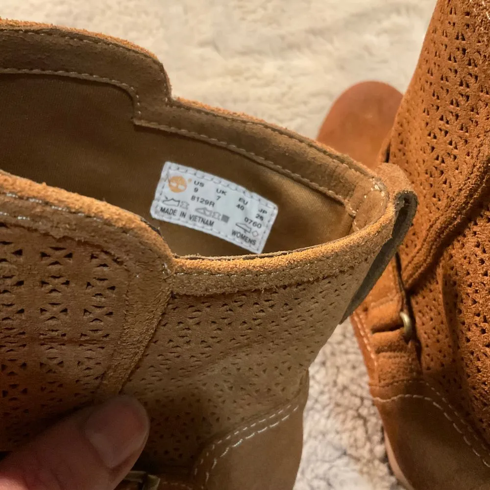 Timberland Heeled Boots Size 9 Earthkeepers Ankle Buckle Tan Block‎ Heeled - Image 9