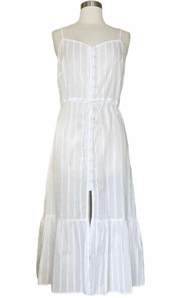 SOLID & STRIPED White Cotton Dress Button Down Sleeveless Straps Plumetis M NWOT - Image 11