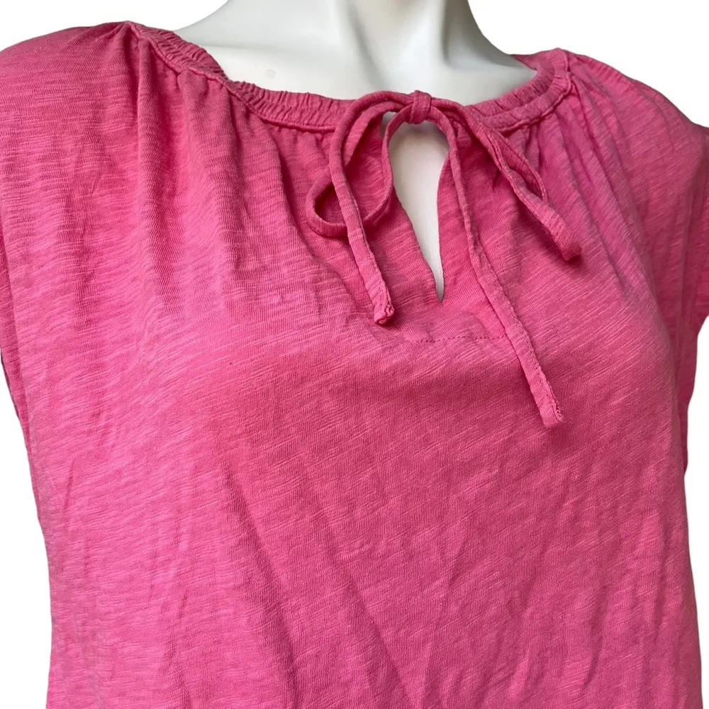 NWT, DYLAN Pink Short Cap Sleeve Tie Front Cotton Top, Sz S - Image 8