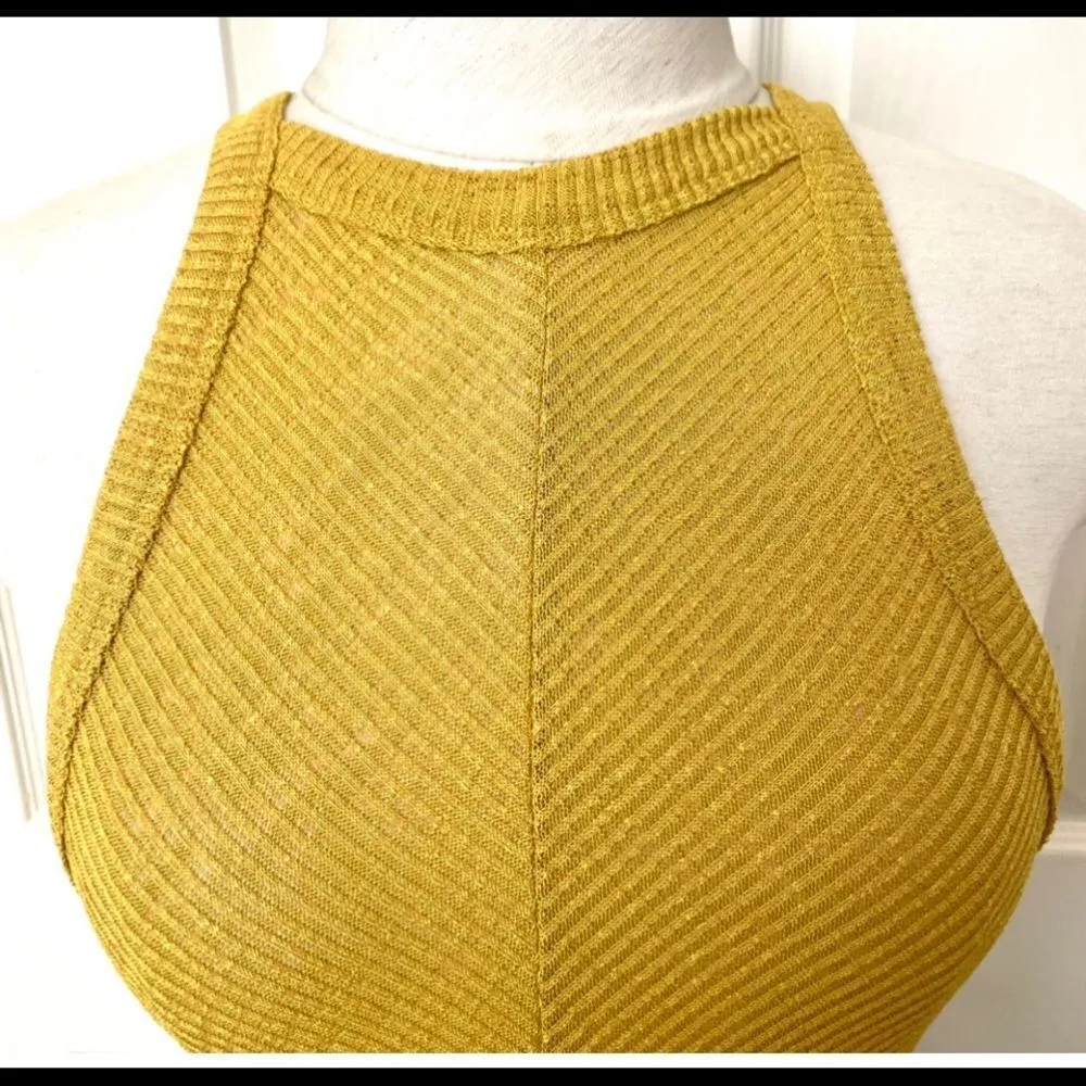 Mango yellow Dalia halter neck ribbed tank top - Image 5