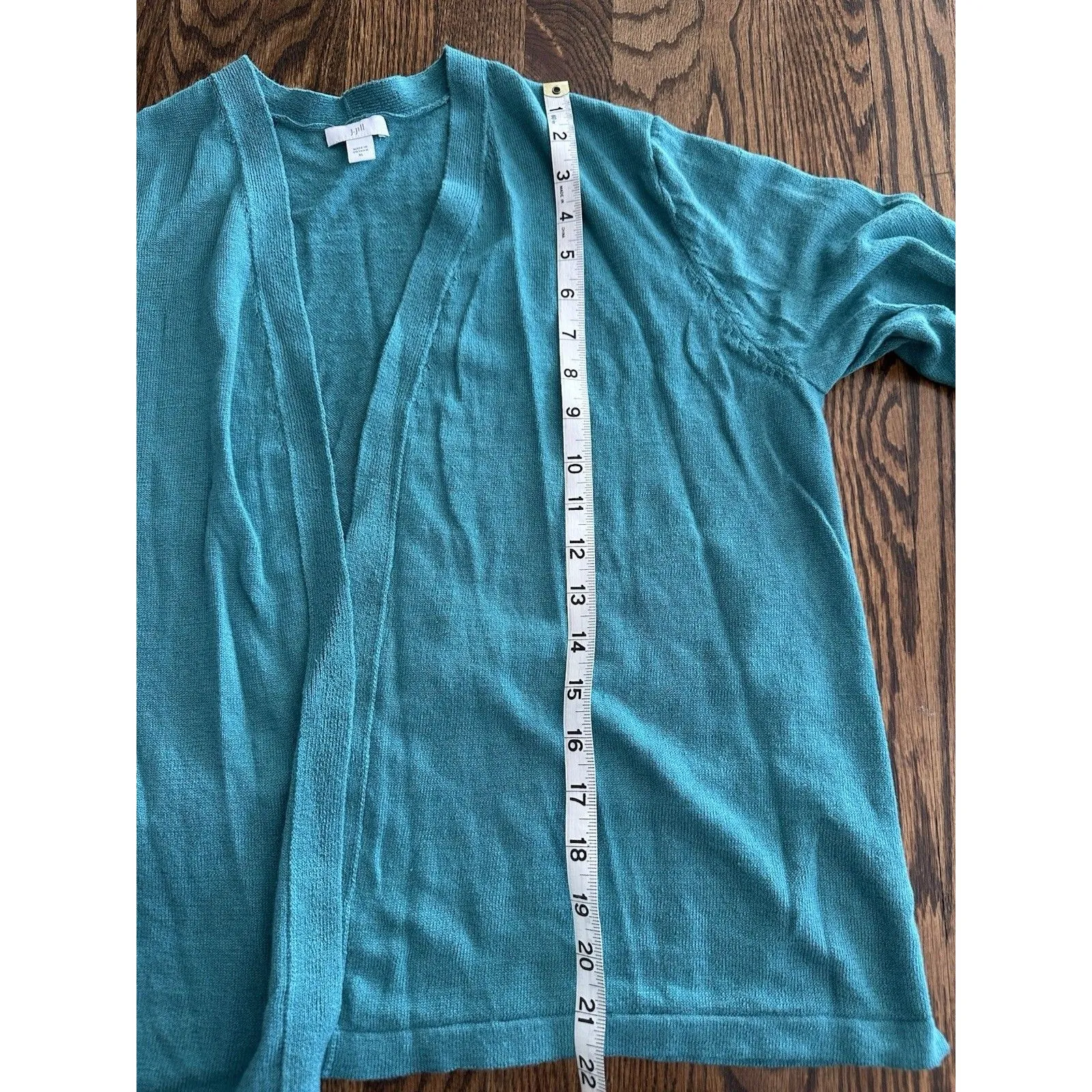 J. Jill Linen Blend Open Front Cardigan Size XL Green Beachy Coastal Vacation - Image 7