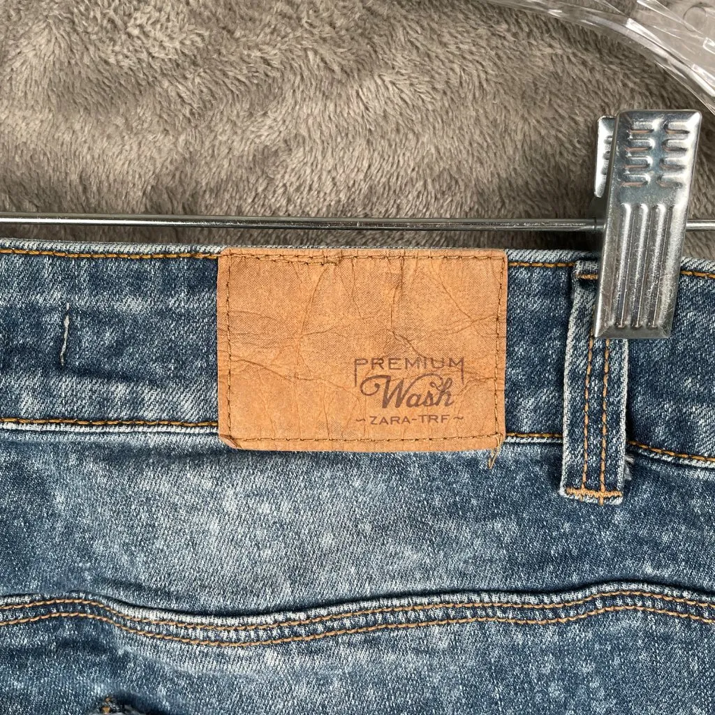 ZARA Premium Wash Slim Jeans Womens 6 Blue Distressed Ripped Denim Grunge Y2K - Image 5