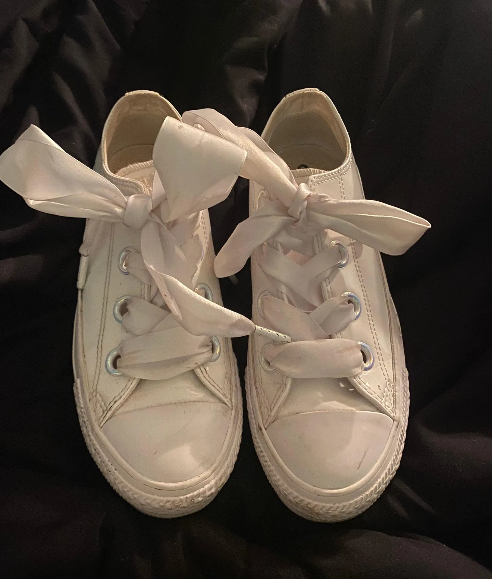 white leather  with ribbon laces - Image 2