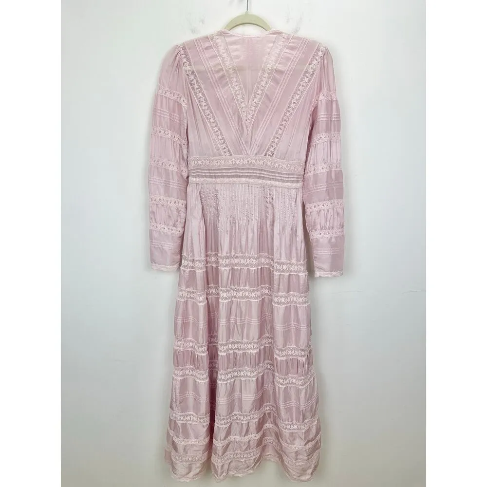 LoveShackFancy Ellitia Dress Victorian Lace Maxi Light Lilac Viscose US 0 NWT - Image 15