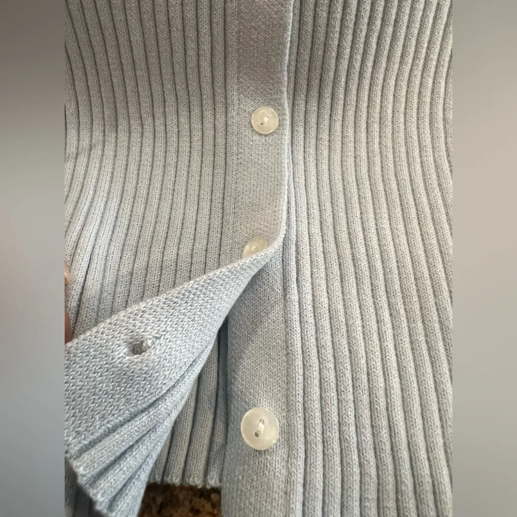 525 America Ribbed Button-Front Midi Dress Cardigan Sky Blue NWT Size L - Image 8