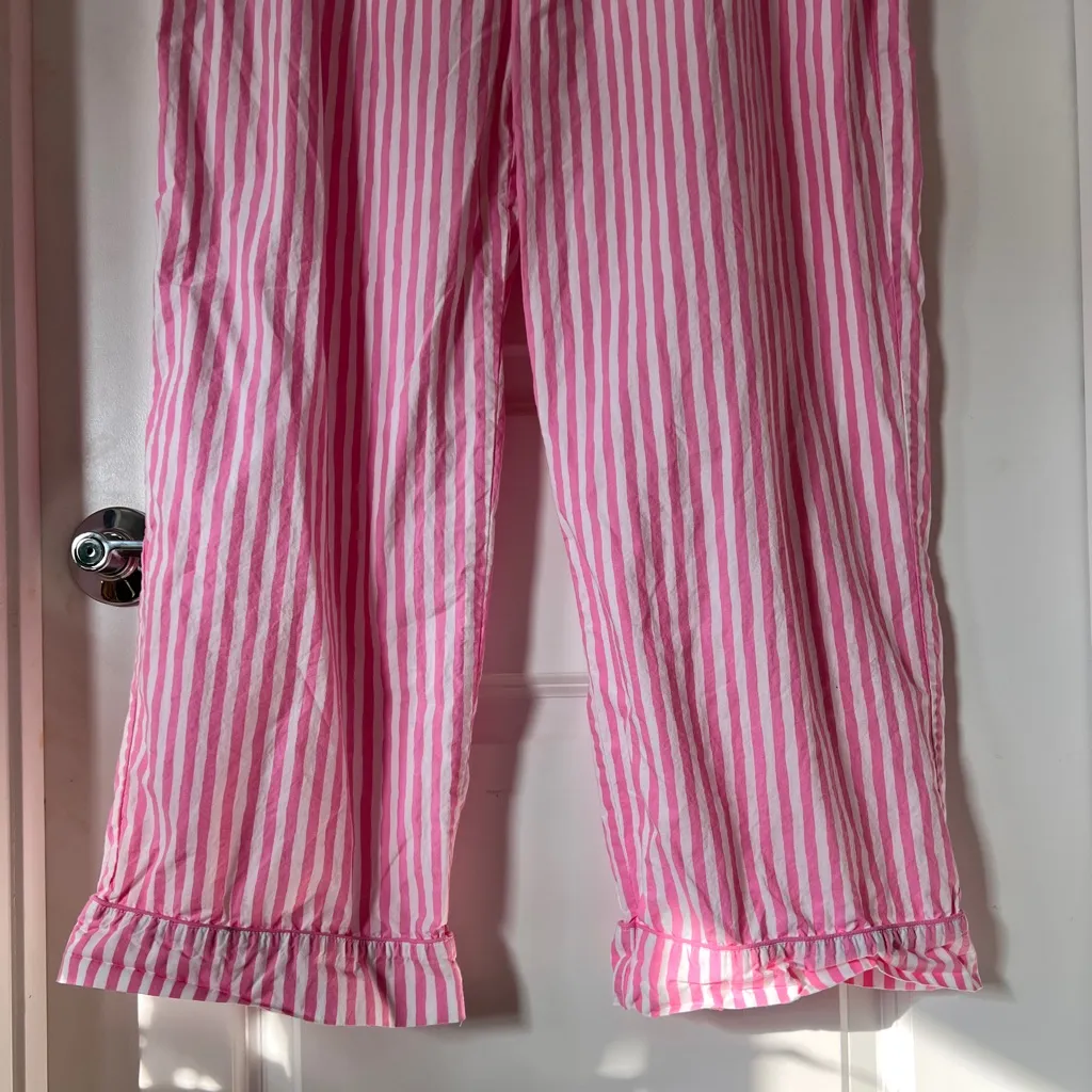 Bon Artis Pink Striped Cat Embroidery Pajama Set 100% Cotton Women’s Size 1 Size M - Image 11