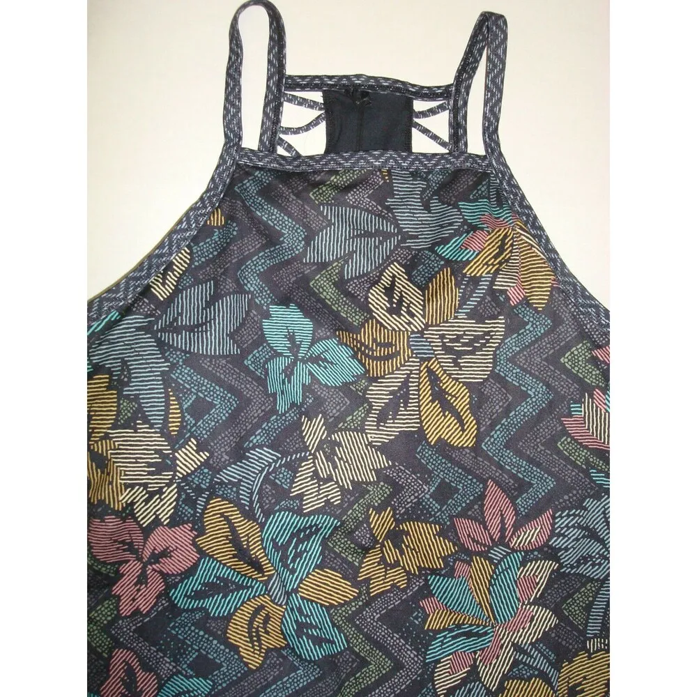 New Womens NWT PrAna S Bra Tank Dress Ardor Black Logo Cutout Design Tank Floral - Image 4