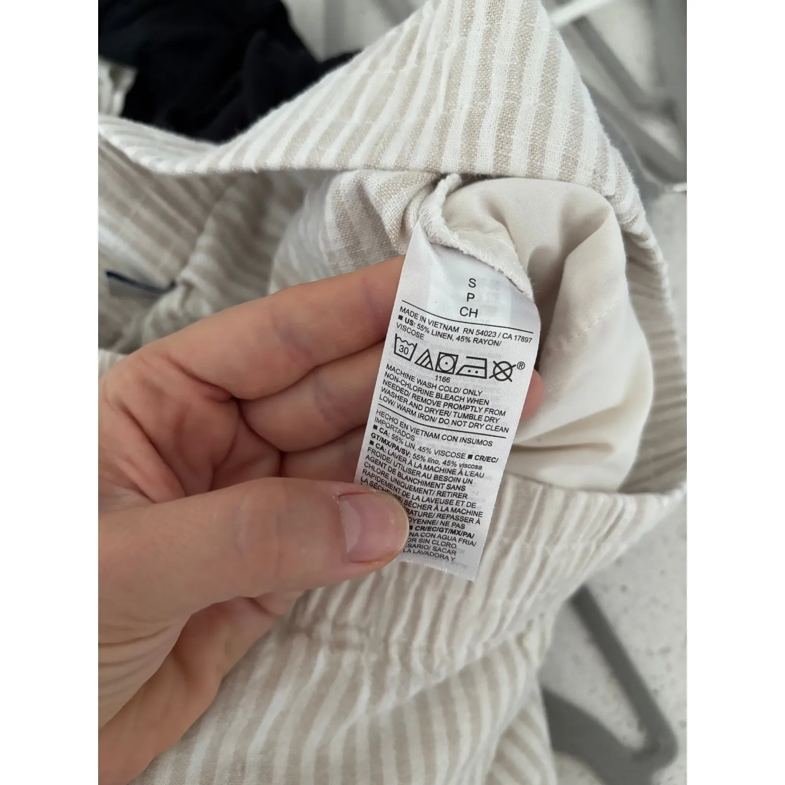 Old Navy Pants Womens Sm White Tan Stripe Straight Linen Blend Coastal Beachy - Image 4