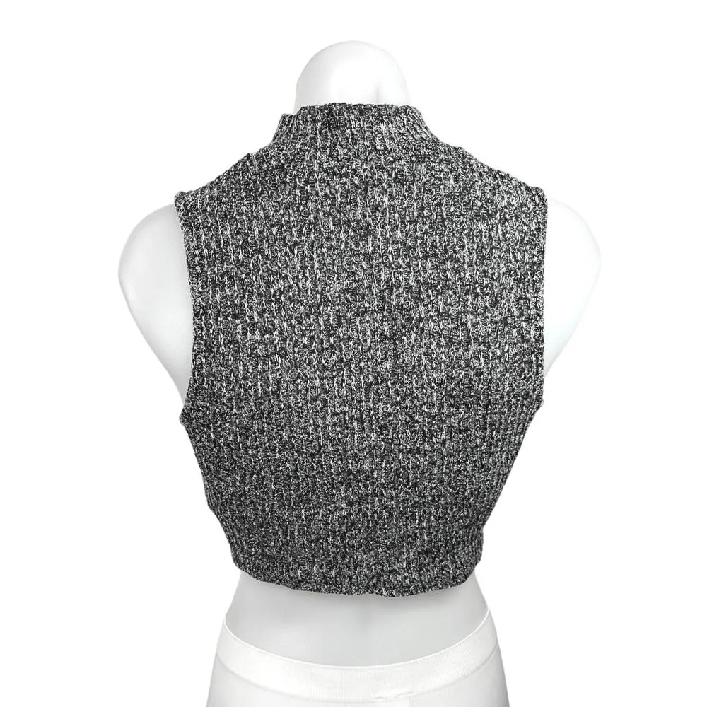 Urban Outfitter Silence + Noise Dark Gray Turtleneck Sleeveless Crop Sweater Top - Image 2