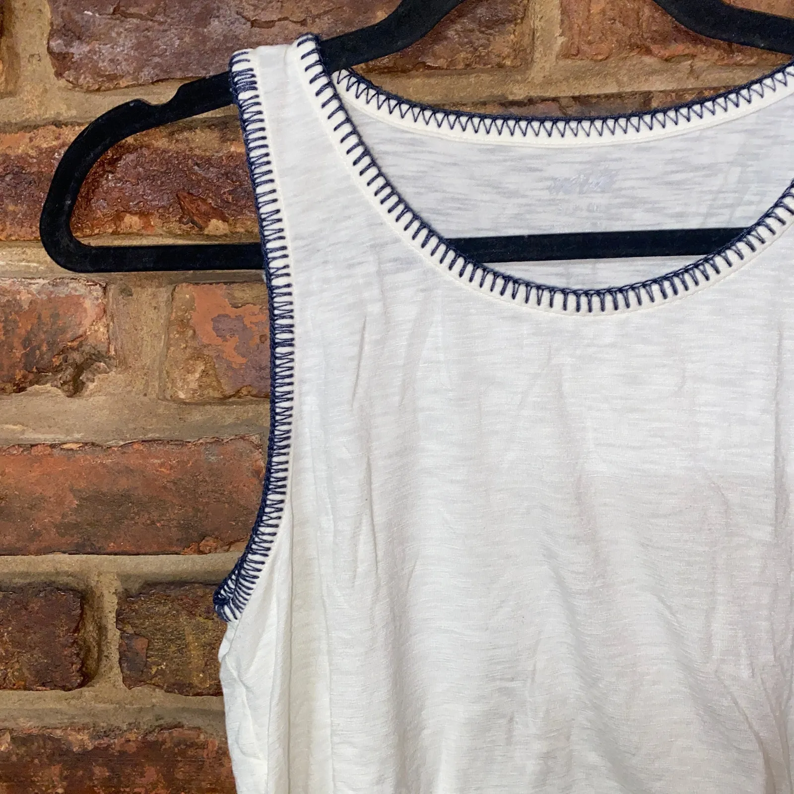 Aerie Cream Whip Stitch Sleeveless Burnout Tank Top Women's Size Small - Image 2