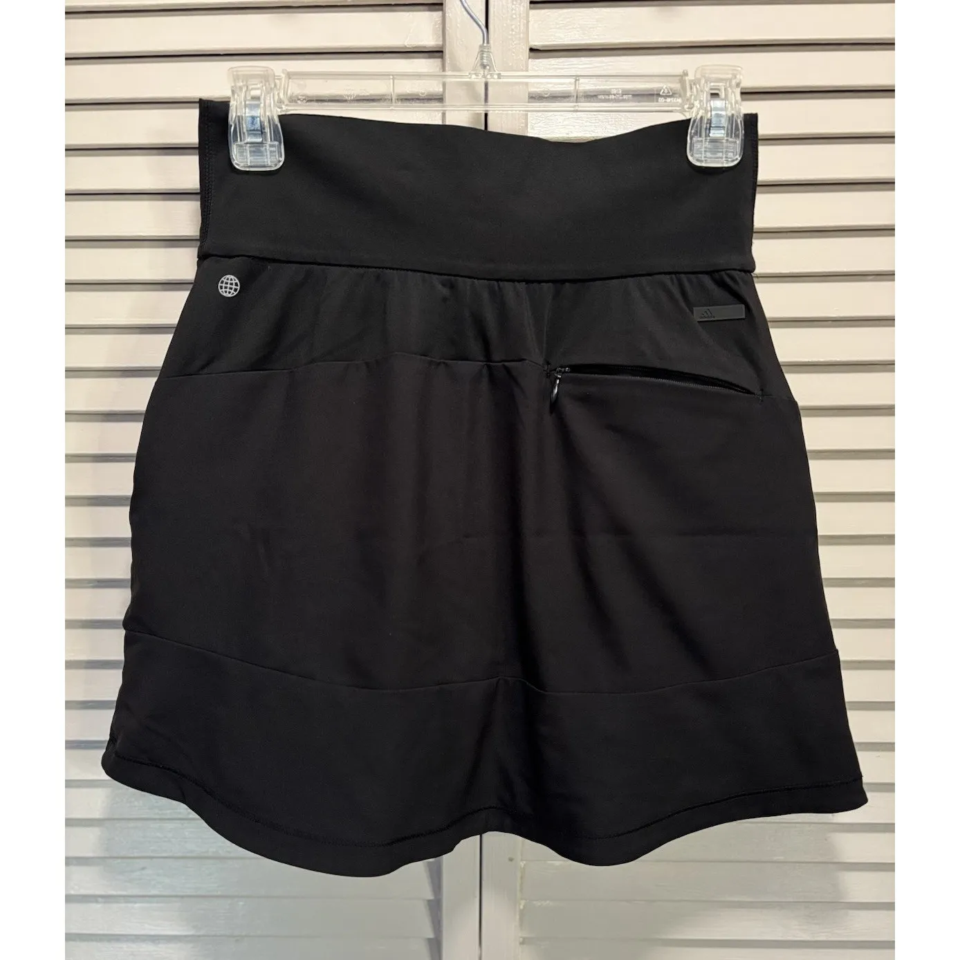 Adidas Black Athletic Skort Zip Pockets Size XS Logo Elastic Band High Rise‎ - Image 6