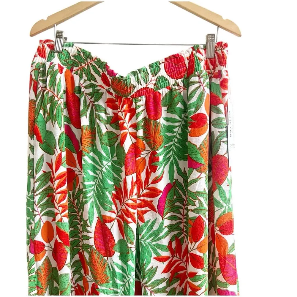 Rose & Olive Crepe Pants Cropped Plus Size Size 3X Tropical Print Lightweight - Image 4
