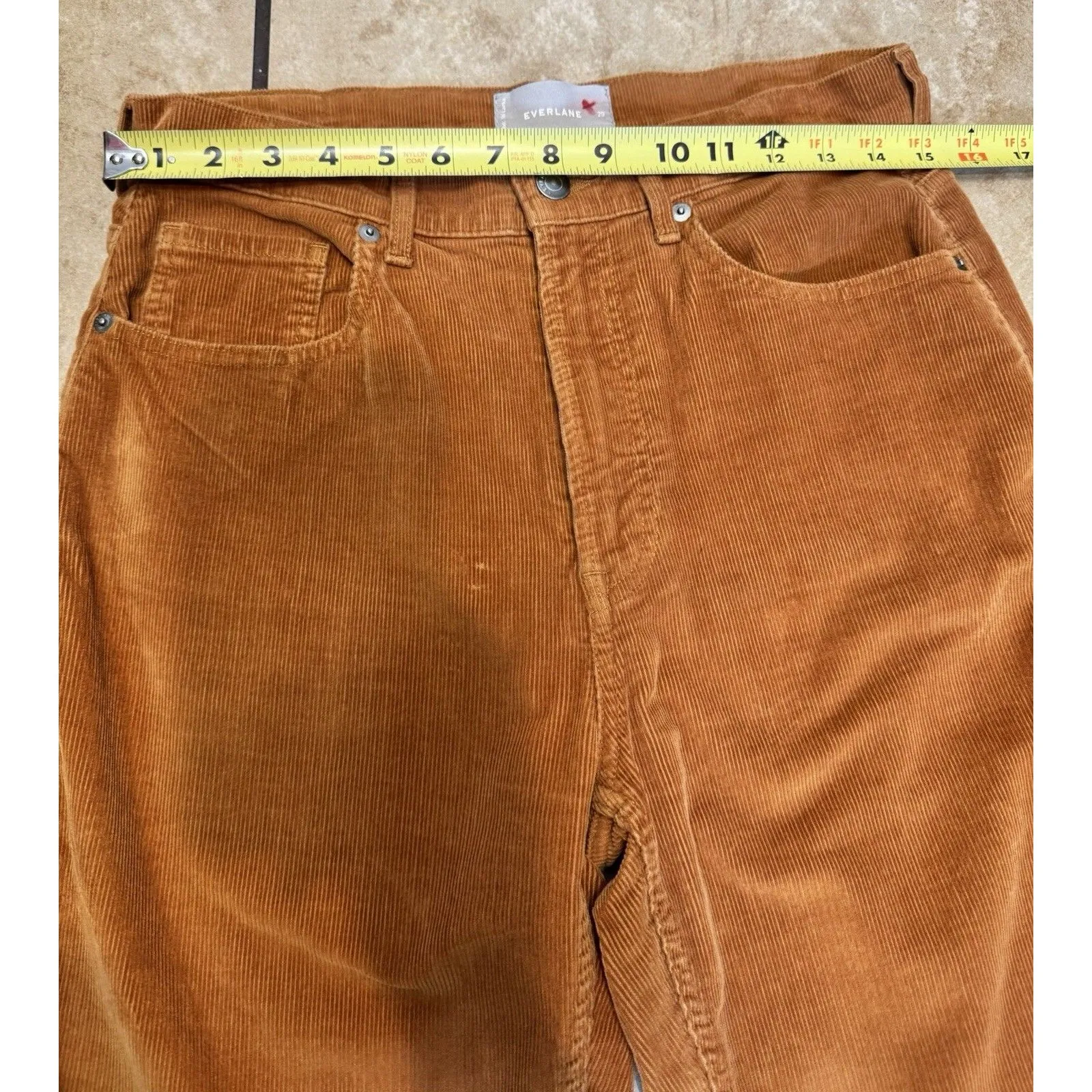 Everlane Tan Brown Baby Cord Cheeky Corduroy High Waist Straight Leg Pants Sz 29 - Image 16