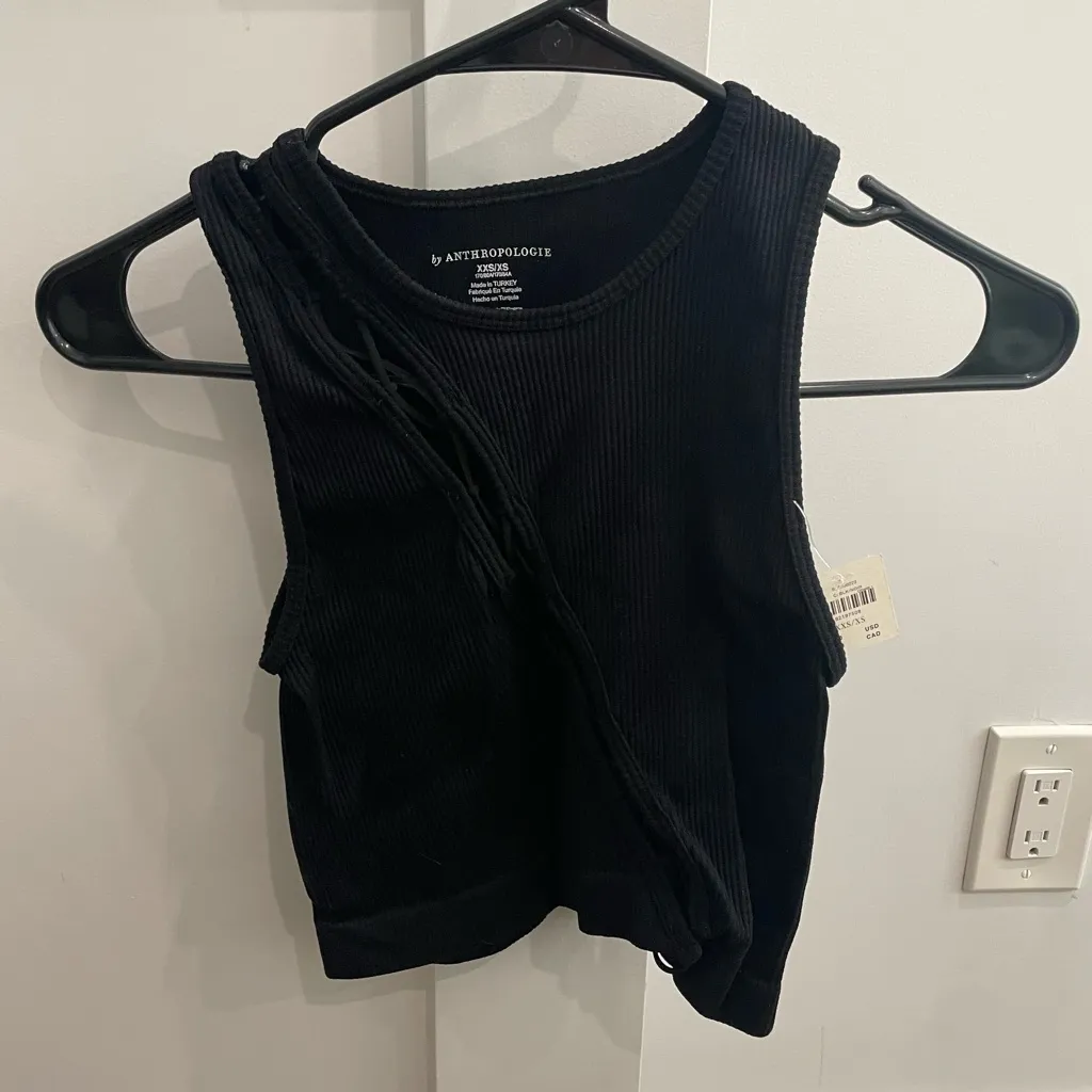 NWT Black The Reegan Seamless Lace-Up Ribbed Cropped Tank Size XS/S - Image 5