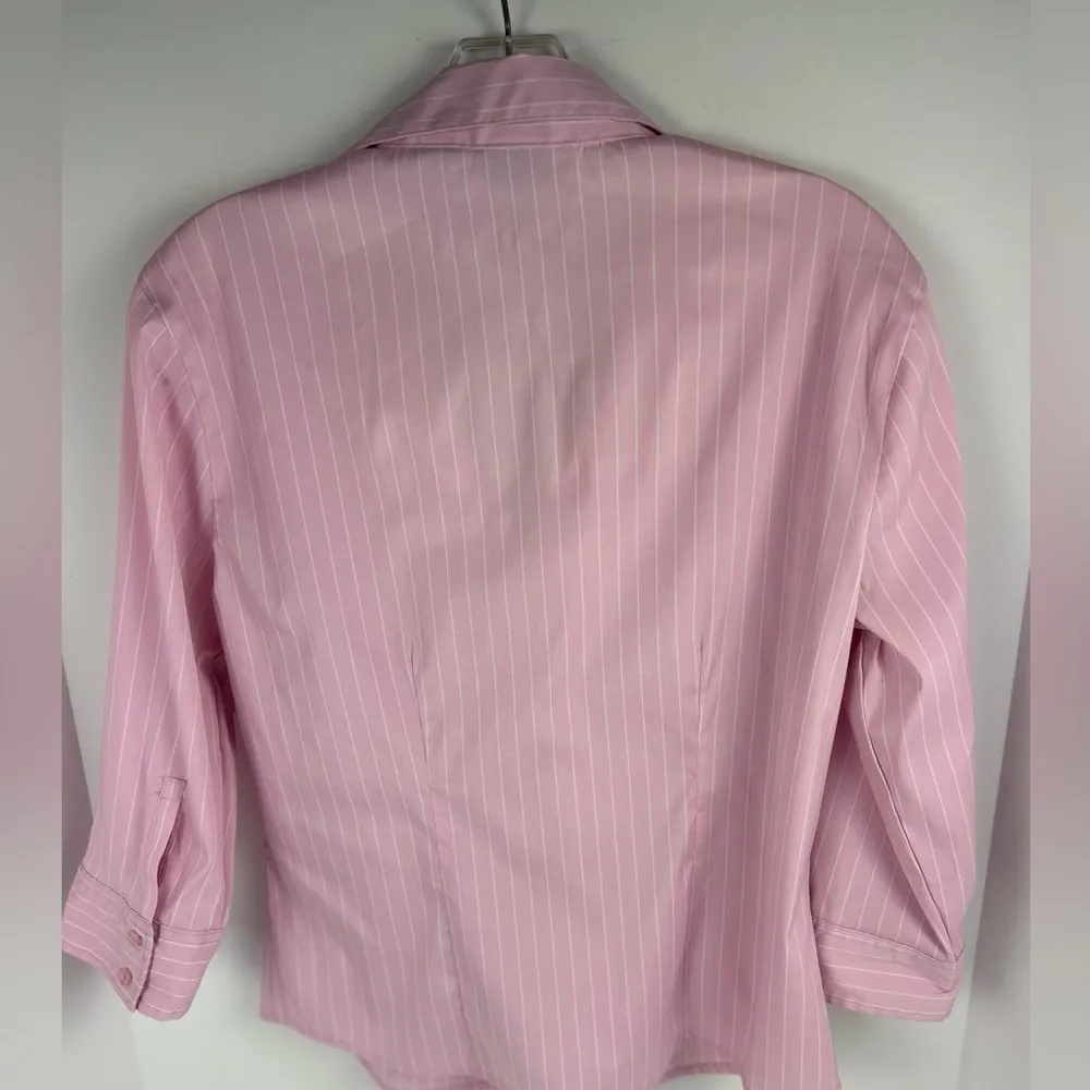 DCC Stretch Womenś Button Shirt Pink with white stripes - Image 6