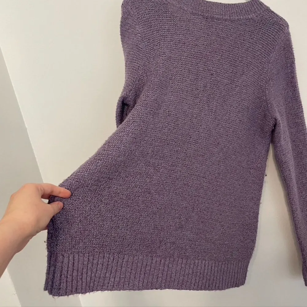 J. Jill Lilac Lavender / Purple Marled Fuzzy Cotton Alpaca Blend V-Neck Sweater - Image 12