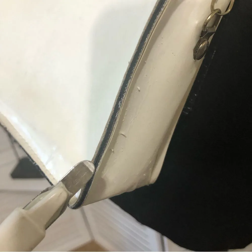 Vintage Y2K Cream Metal Chain Crossbody Bag Purse White - Image 7