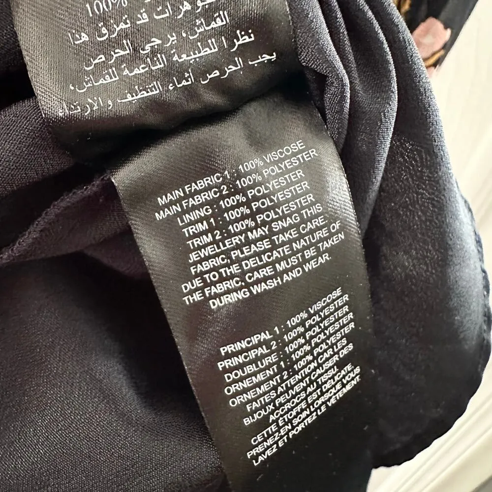 Self Portrait Black Twist Front V Neck Ditsy Floral Mini Swing Skirt Dress 2 - Image 9