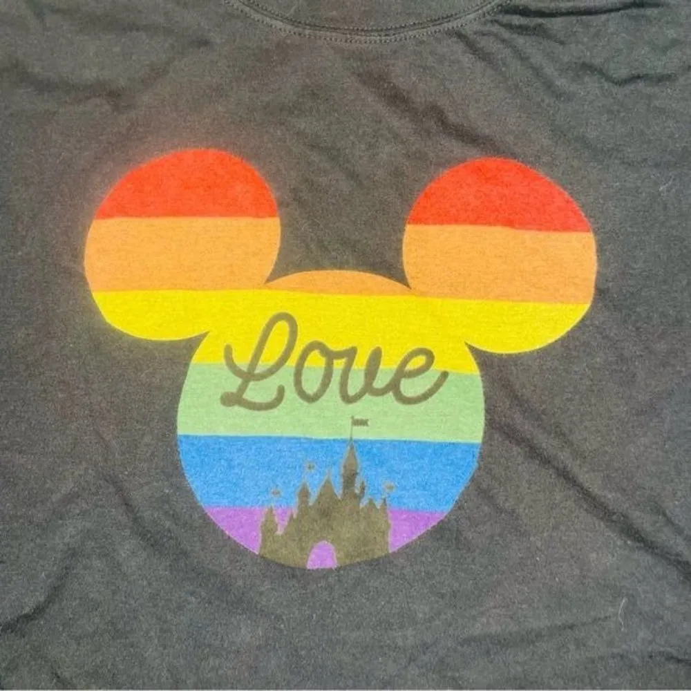 Disney rainbow pride crop Mickey Mouse t shirt top size medium - Image 3