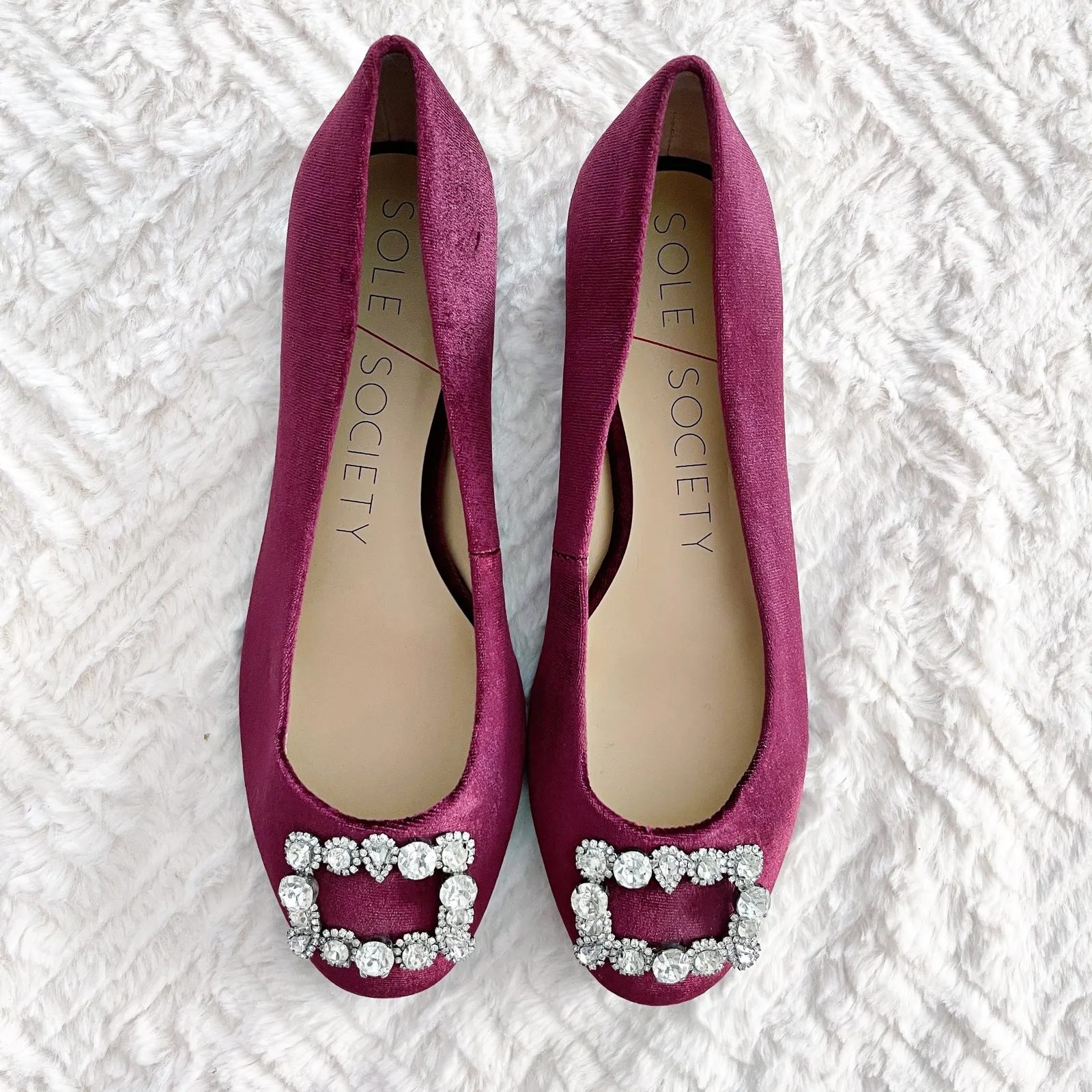 Sole Society Pamella Velvet Ballet Flats with Rhinestones - Image 2