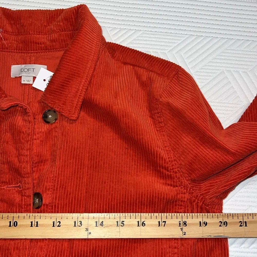LOFT OUTLET size medium orange corduroy jacket 5 button front with pockets NWT - Image 7