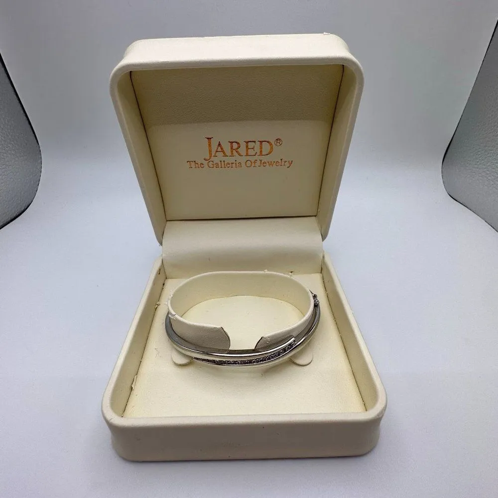 Sterling Silver Diamond Hinged Bangle Bracelet 0.075 TCW - Image 8