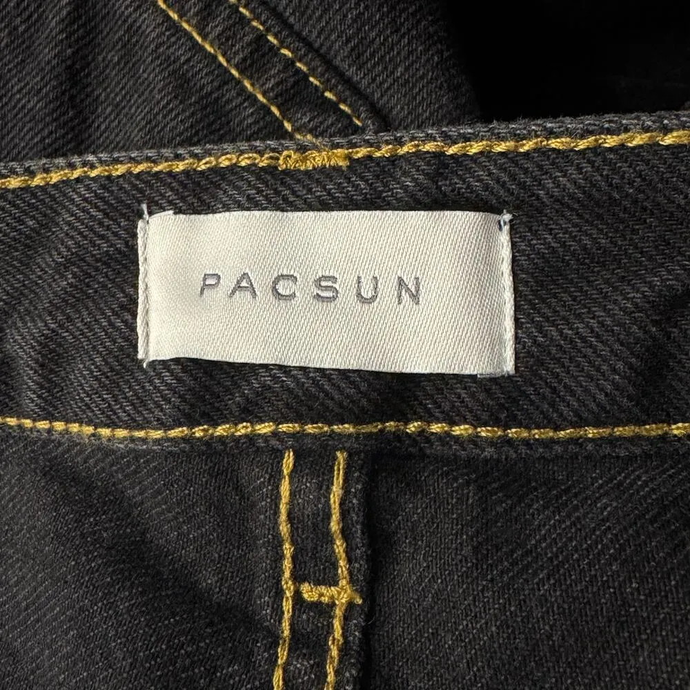 PacSun 90’s Boyfriend SZ 28 Jeans Hi-Rise Relaxed Leg Rigid Denim Zip-Fly Black - Image 8
