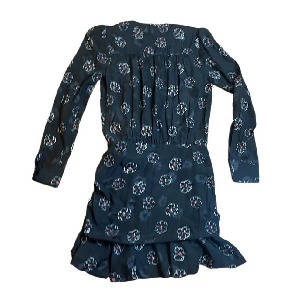 Veronica Beard Anders Dress Black Silk Stretch Floral Long Sleeve Size 4 - Image 5