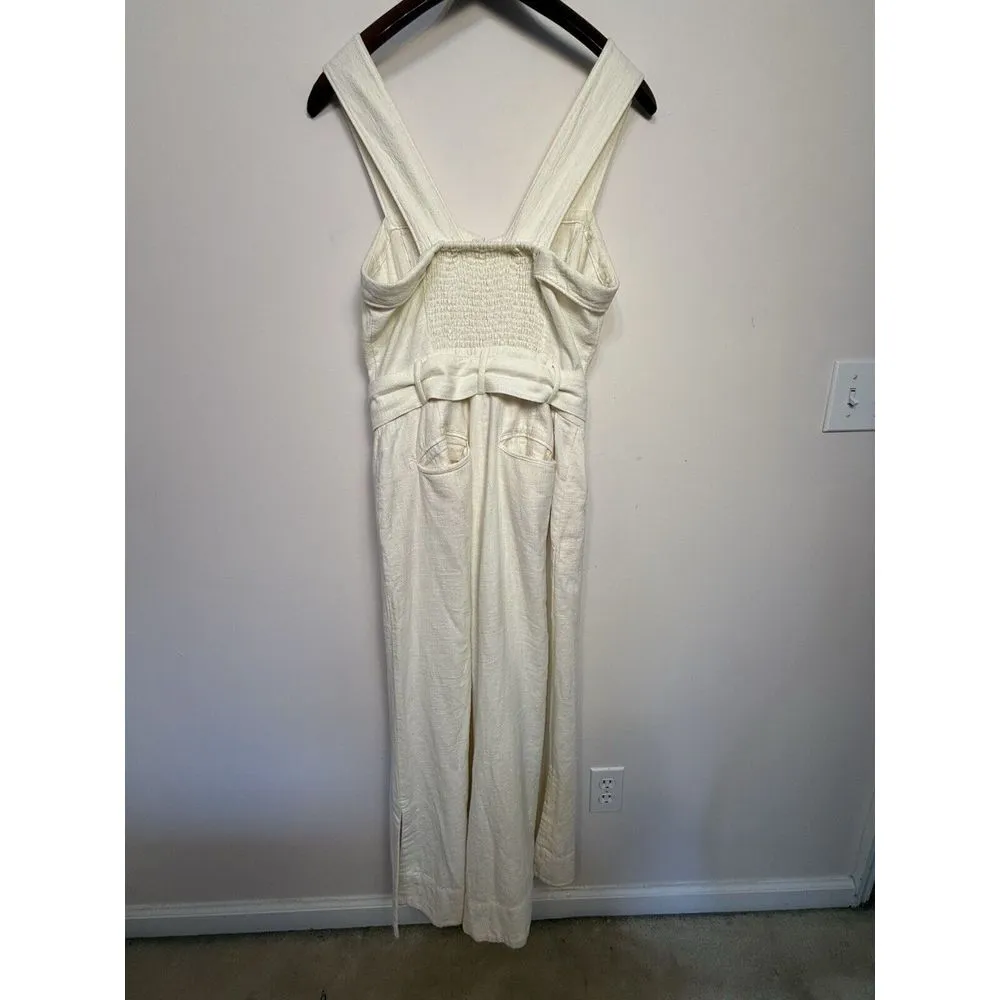 Anthropologie Cape Cod Linen Blend Cream Jumpsuit US 8 UK 12‎ Boho Wide Legs - Image 3