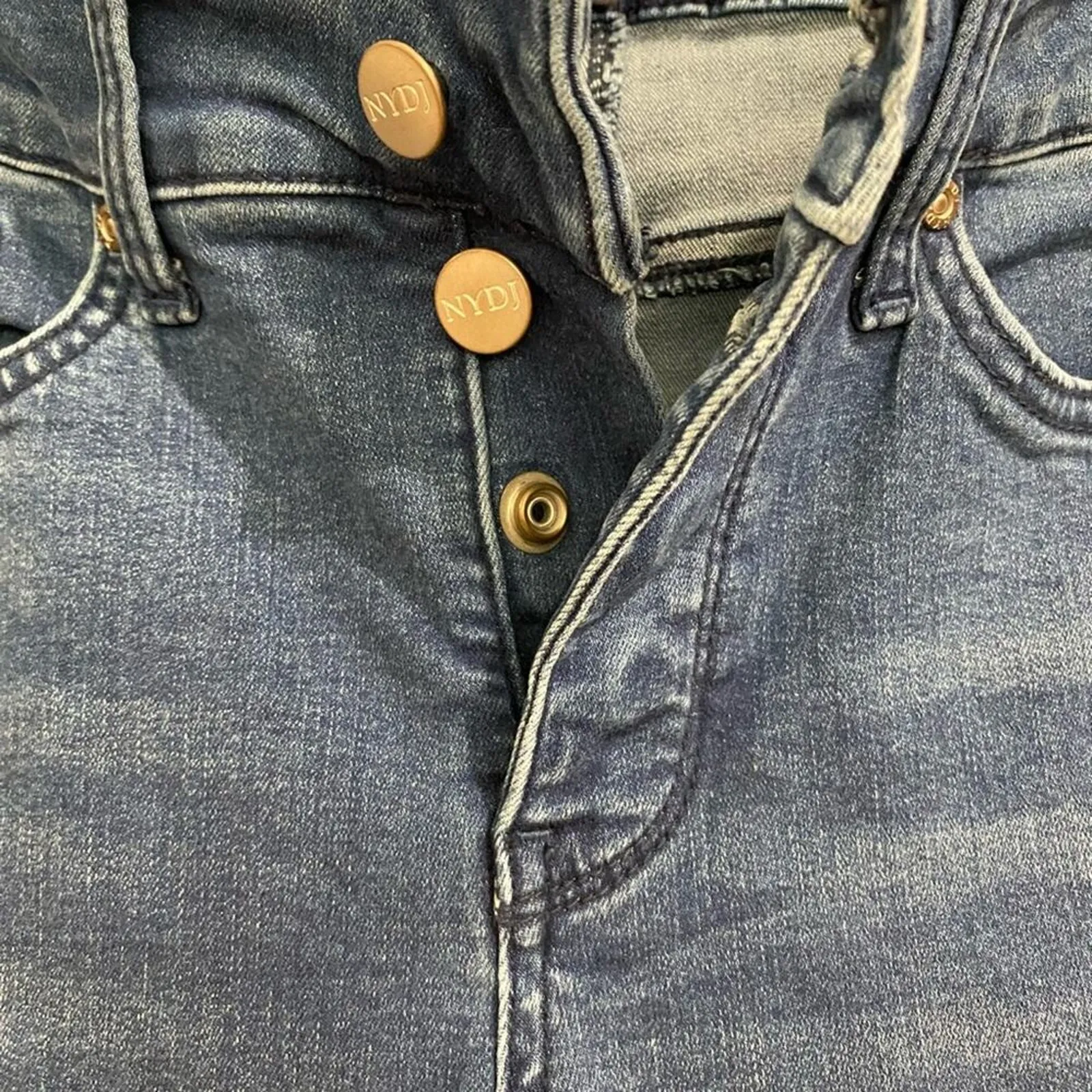 NYDJ Dark Wash Marilyn Straight Lift Tuck Mid Rise Jeans Sz 2 - Image 5