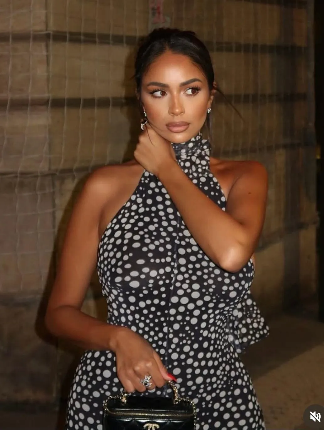 Zara Black and White Polka Dot Halter Flowy maxi Dress - Image 2